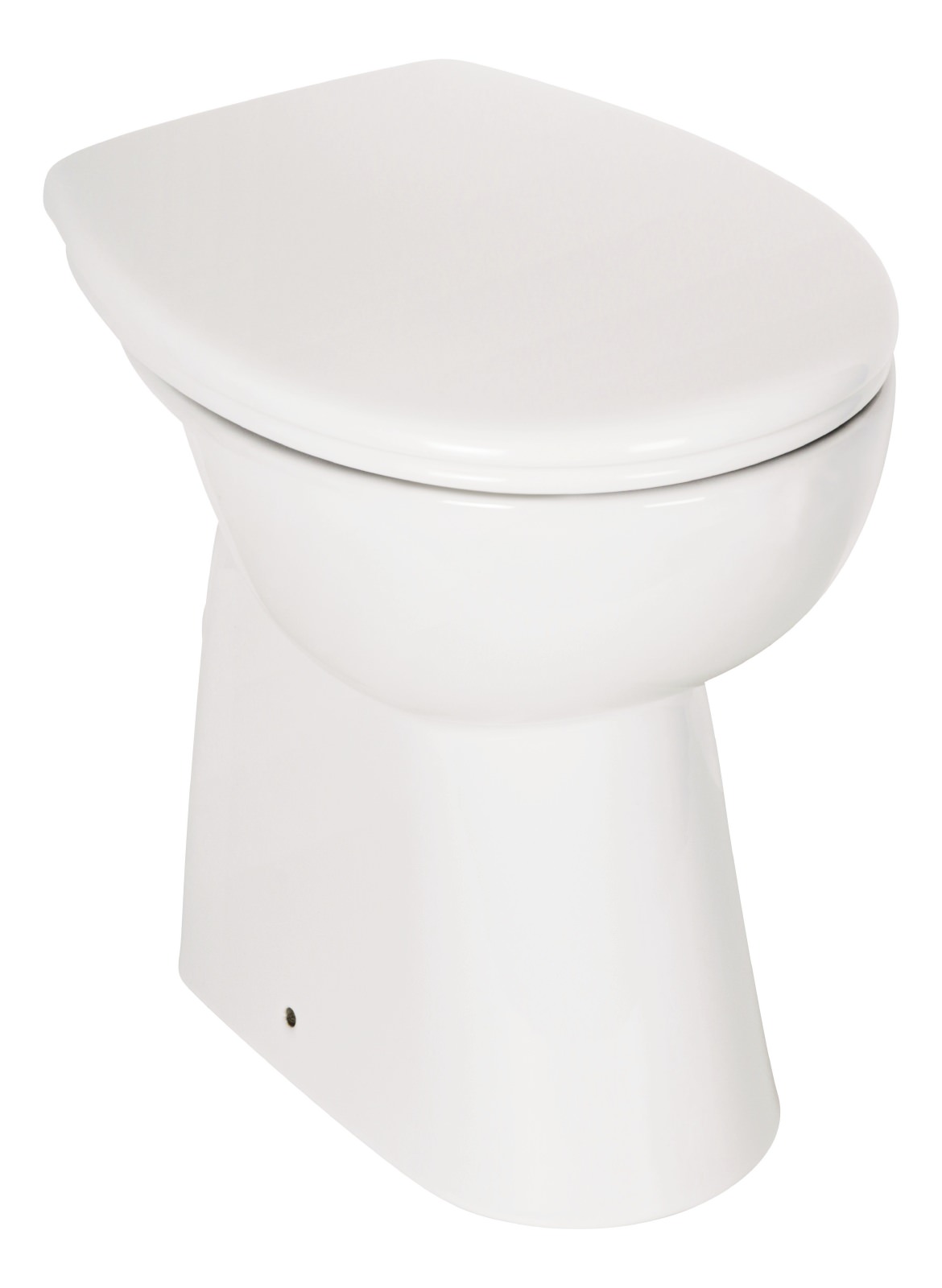 Spülrandloses Stand-WC mit 7 cm Erhöhung in Weiß mit Toilettendeckel