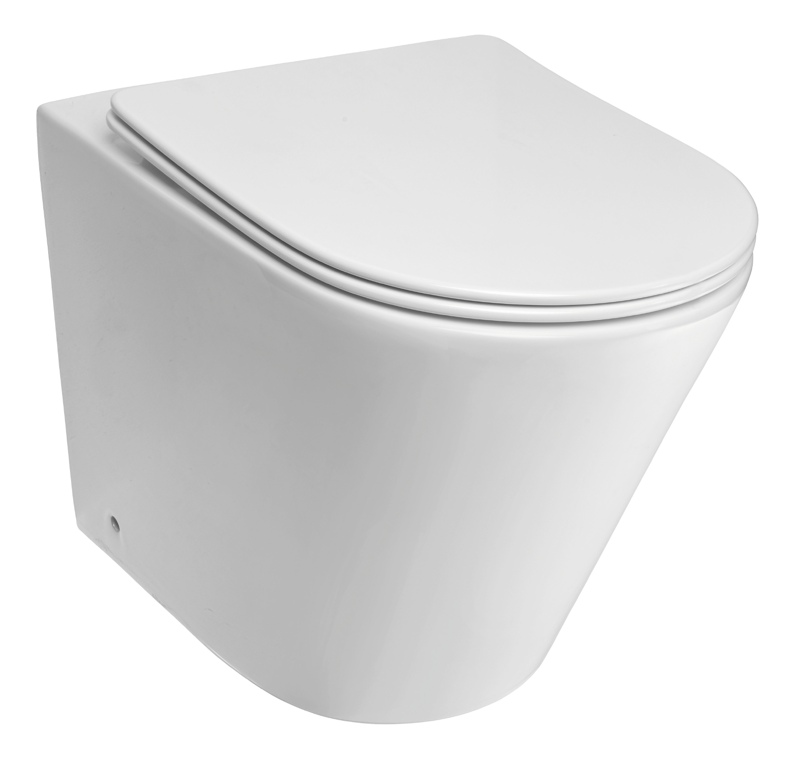 'aquaSu® Spülrandloses Stand-WC-Set Quinn, Tiefspüler mit WC-Sitz mit Absenkautomatik in Weiß