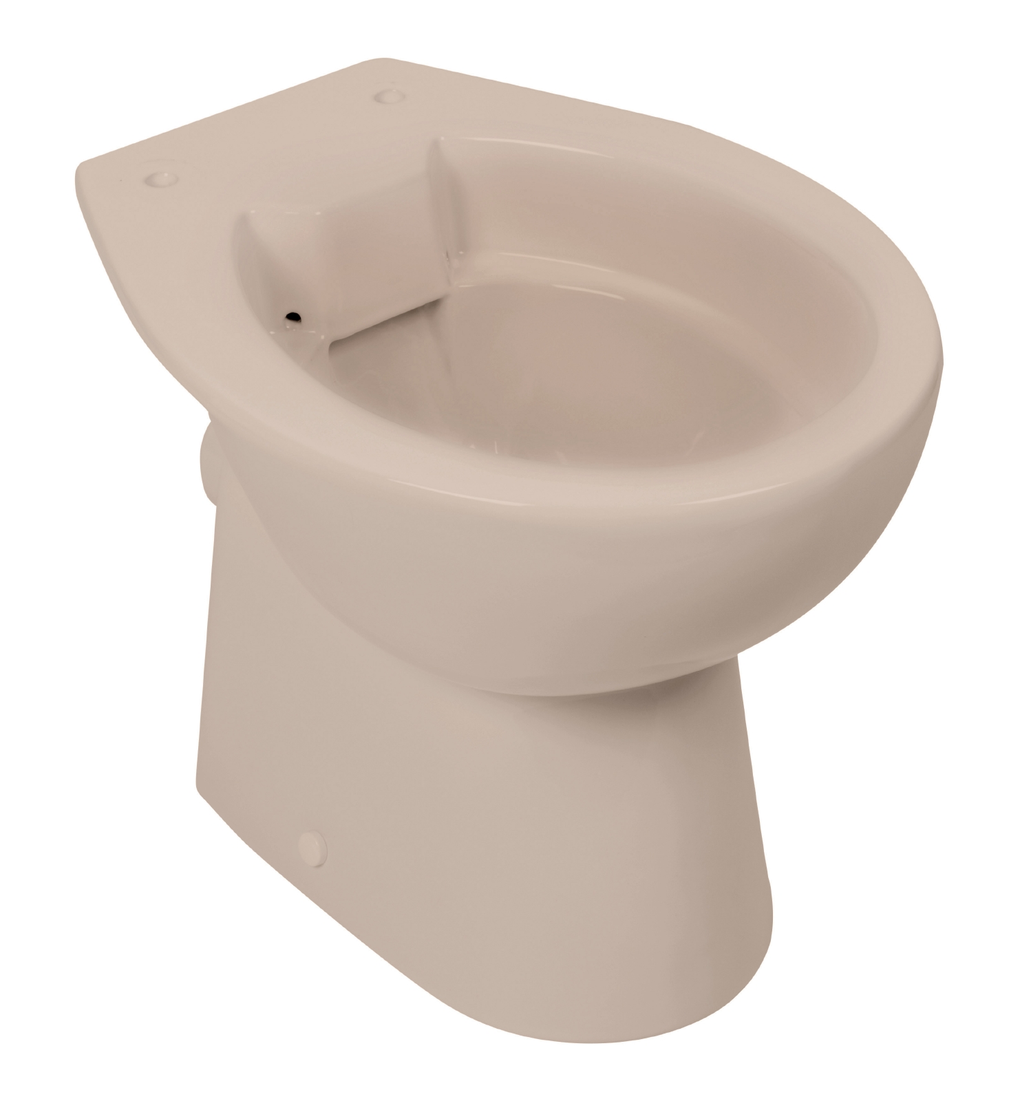 Spülrandloses Stand-WC, Tiefspüler mit waagerechtem Abgang aus Keramik in Beige