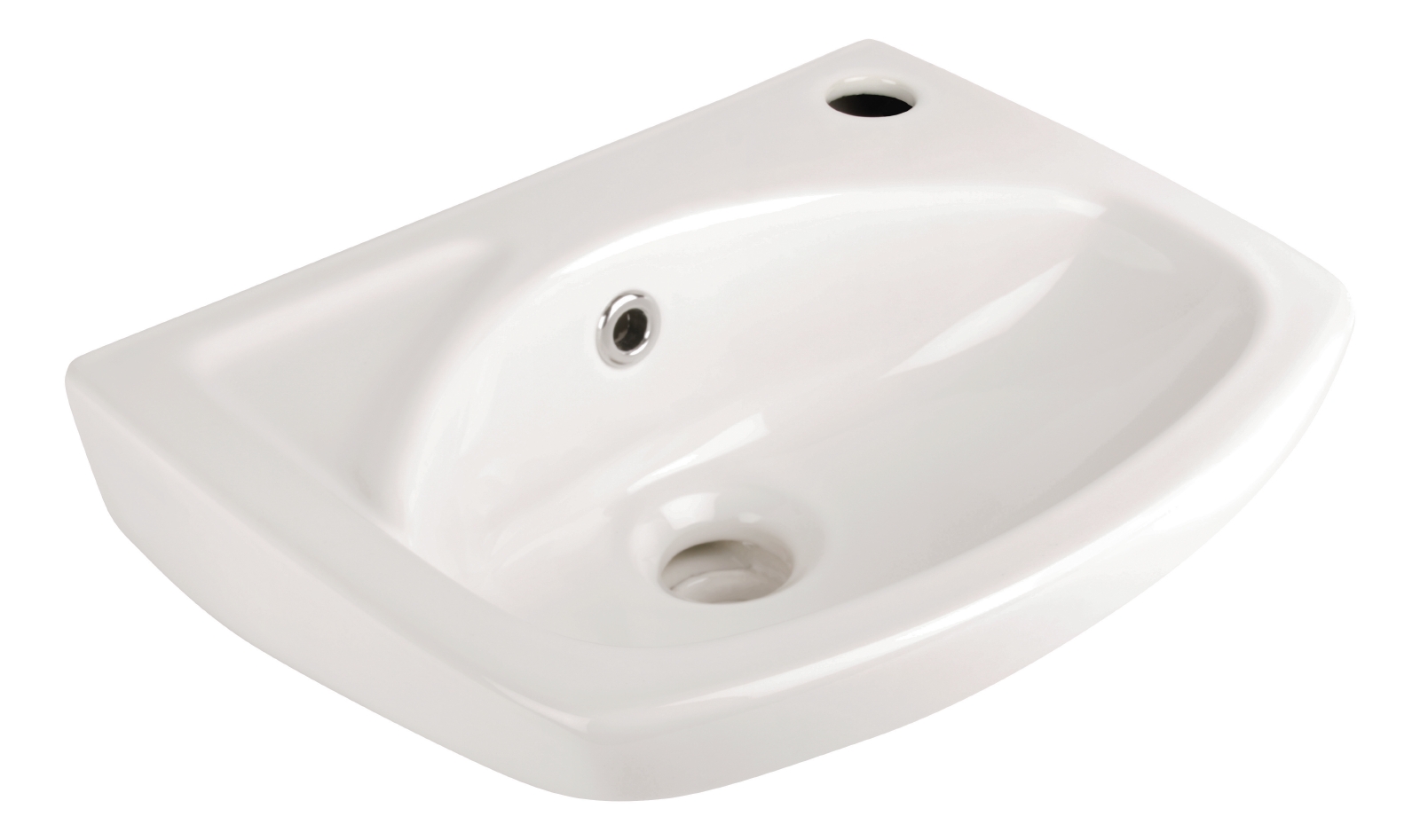 'aquaSu® Handwaschbecken Lucanti 35 cm, mit Überlauf und Ablagefläche, aus Sanitärkeramik in Weiß