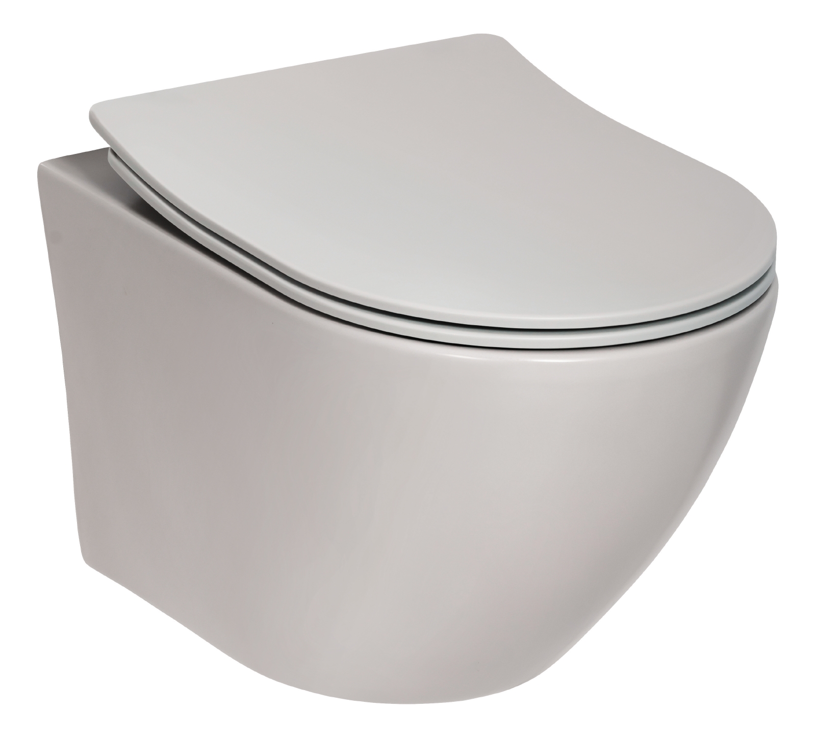 'aquaSu® Spülrandloses Wand-WC-Set Oveno, Tiefspüler mit WC-Sitz mit Absenkautomatik in Matt-Grau