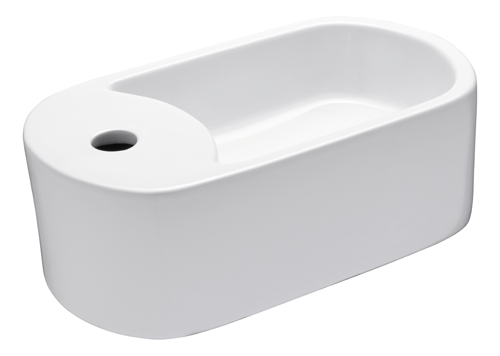 'aquaSu® Aufsatz-Waschtisch Bea 41 cm, aus Sanitärkeramik in Weiß mit Hahnloch und Überlauf