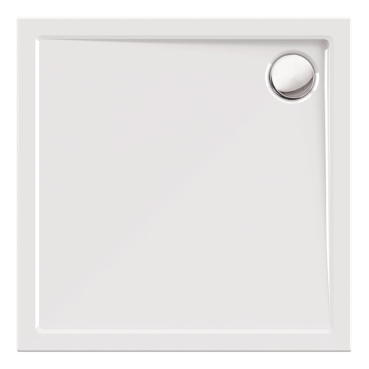 Quadrat-Brausewanne Modern Select aus Acryl, bodengleiche Duschwanne in Weiß, 90 x 90 x 2,5 cm