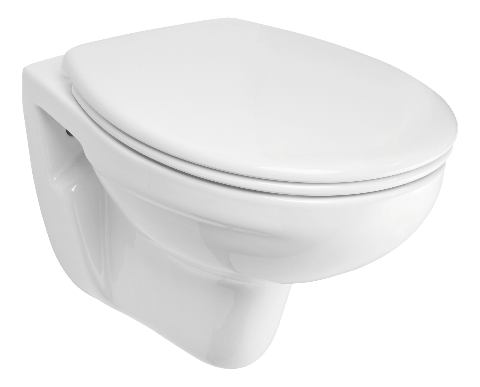 'aquaSu® Basic Wand-WC Set 194, spülrandloser Tiefspüler mit WC-Sitz aus Duroplast in Weiß