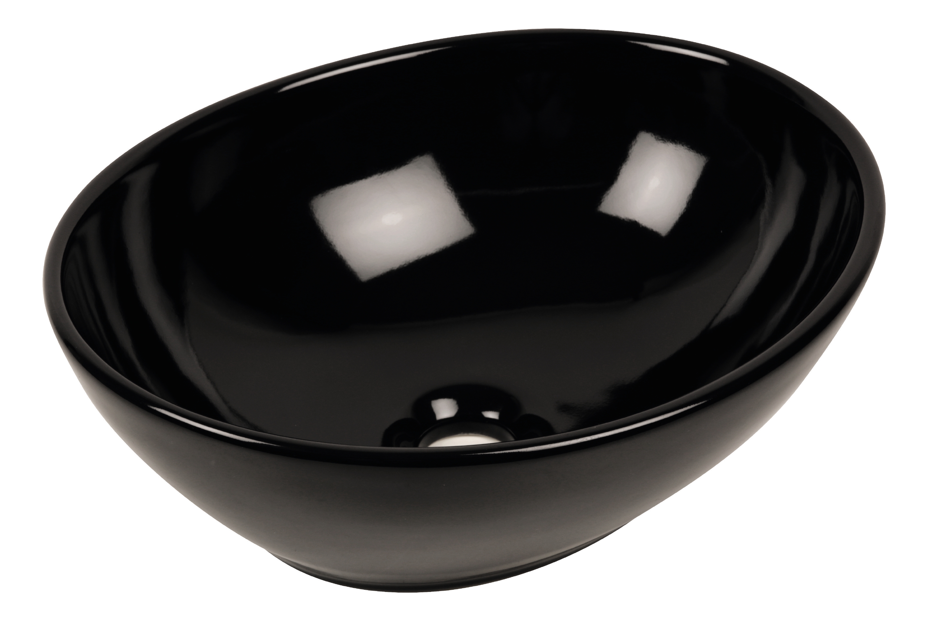 'aquaSu® Ovaler Aufsatzwaschtisch Renovis in Schwarz, ohne Überlauf, 400 x 340 mm