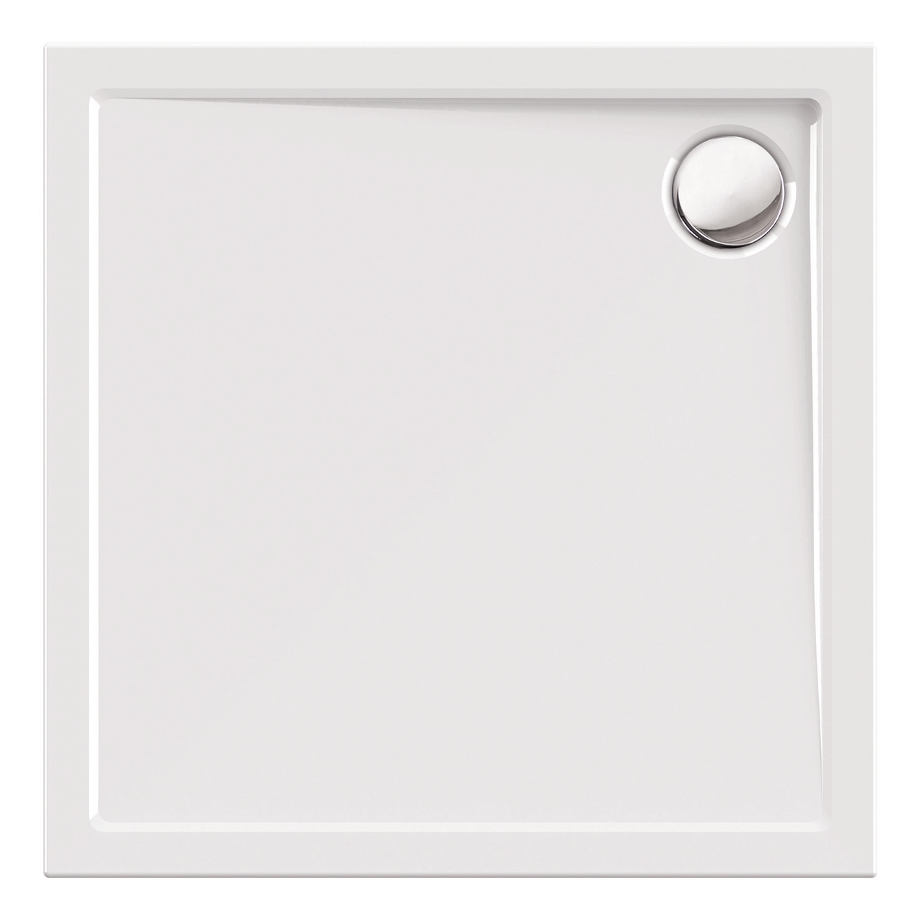 Quadrat-Brausewanne Modern Select aus Acryl, bodengleiche Duschwanne in Weiß, 80 x 80 x 2,5 cm
