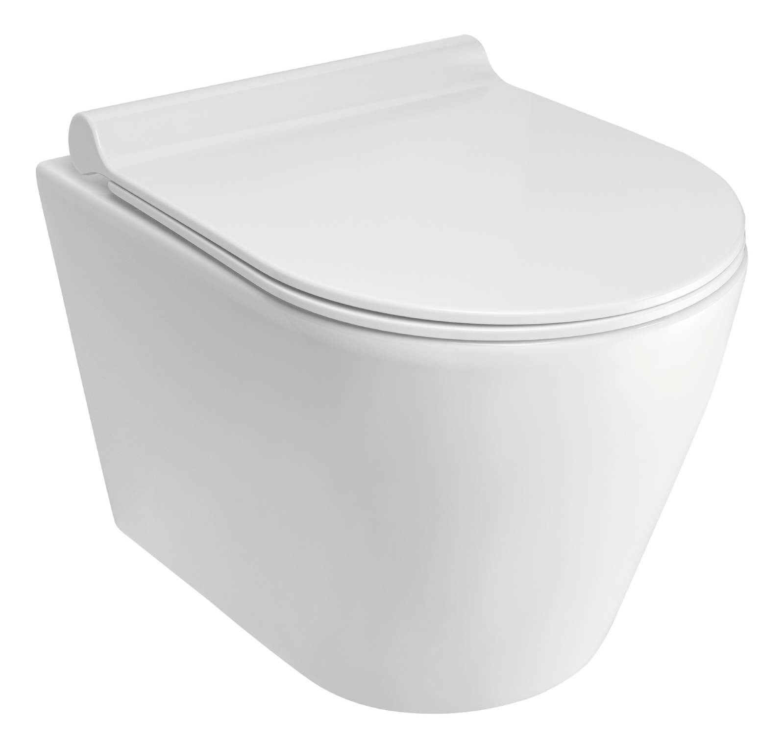 'aquaSu® Spülrandloses Wand-WC-Set Sanremo, verkürzte Ausführung, Tiefspüler mit WC-Sitz in Weiß