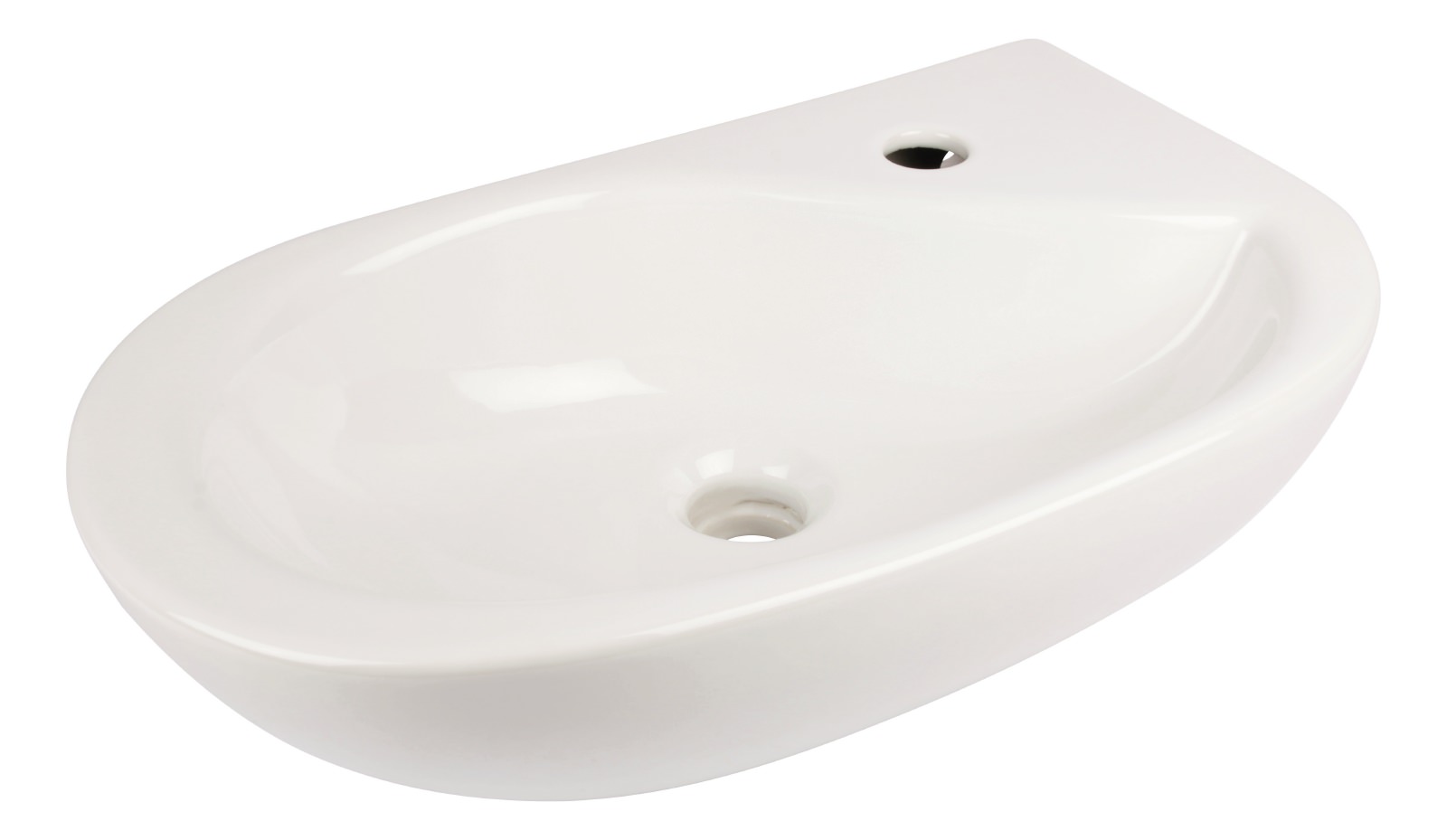 Handwaschbecken Curved 2 in Weiß, 50 cm, Eckwaschbecken
