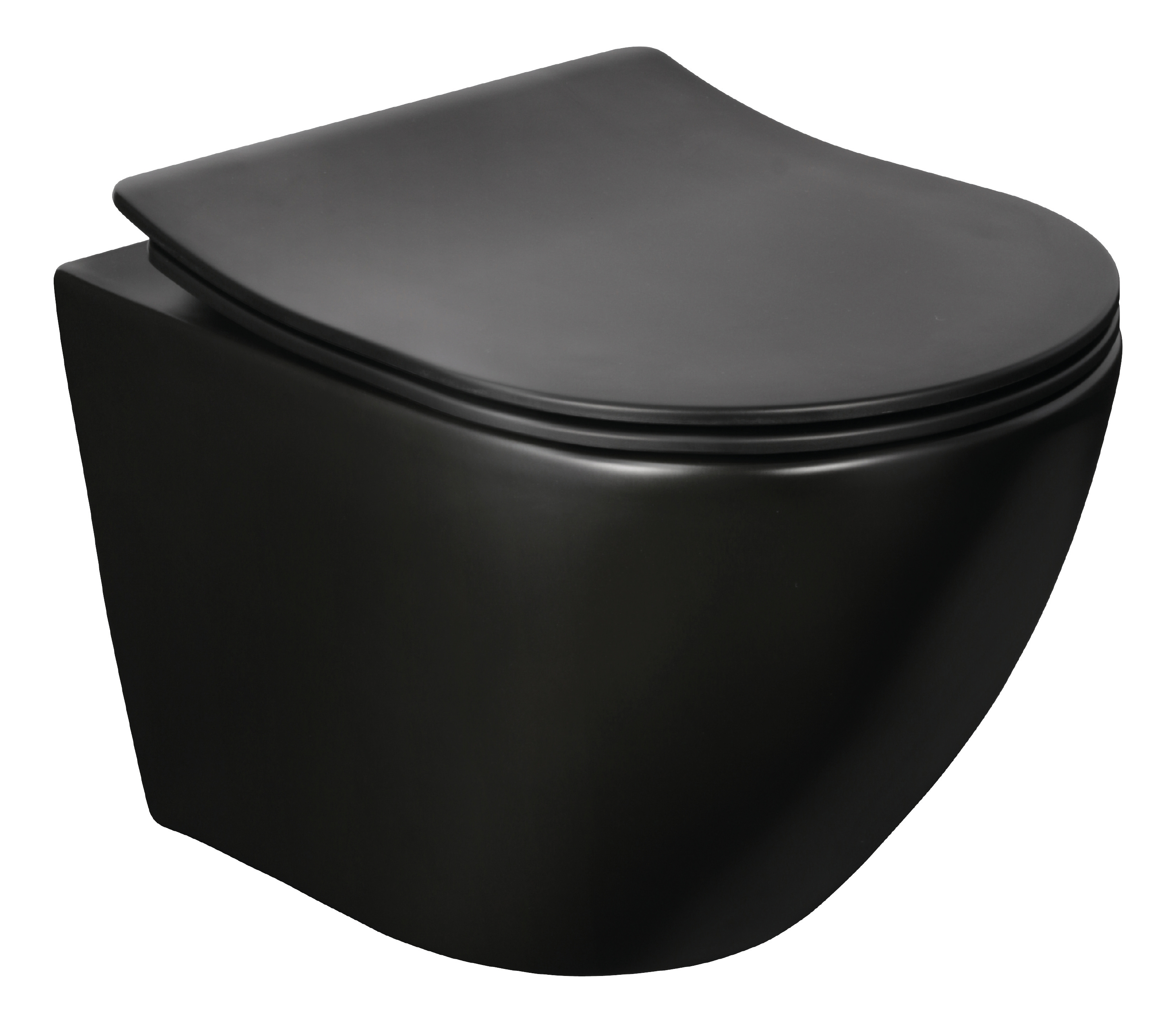 'aquaSu® Spülrandloses Wand-WC Oveno in Matt-Schwarz mit Toilettensitz mit Absenkautomatik