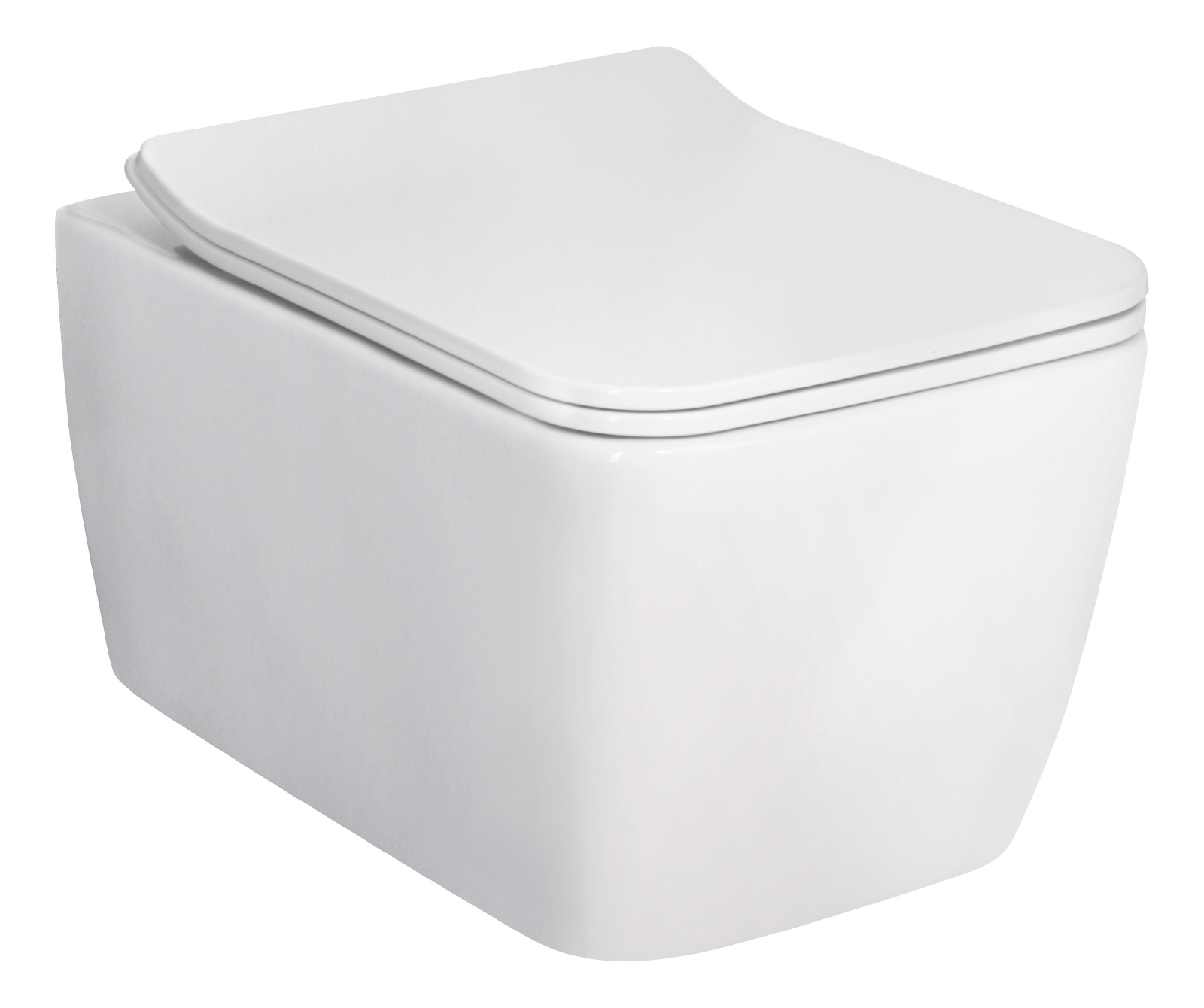 'aquaSu® Spülrandloses Wand-WC-Set Teemo, Tiefspüler mit Duroplast WC-Sitz mit Absenkautomatik, Weiß