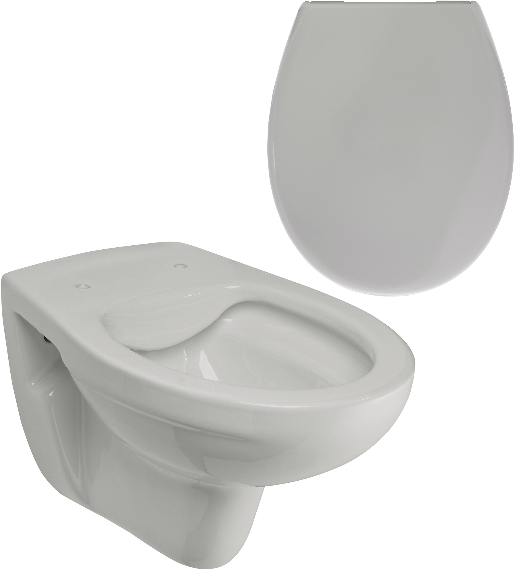 Komplett-Set spülrandloses Wand-WC mit WC-Sitz in Manhattan-Grau