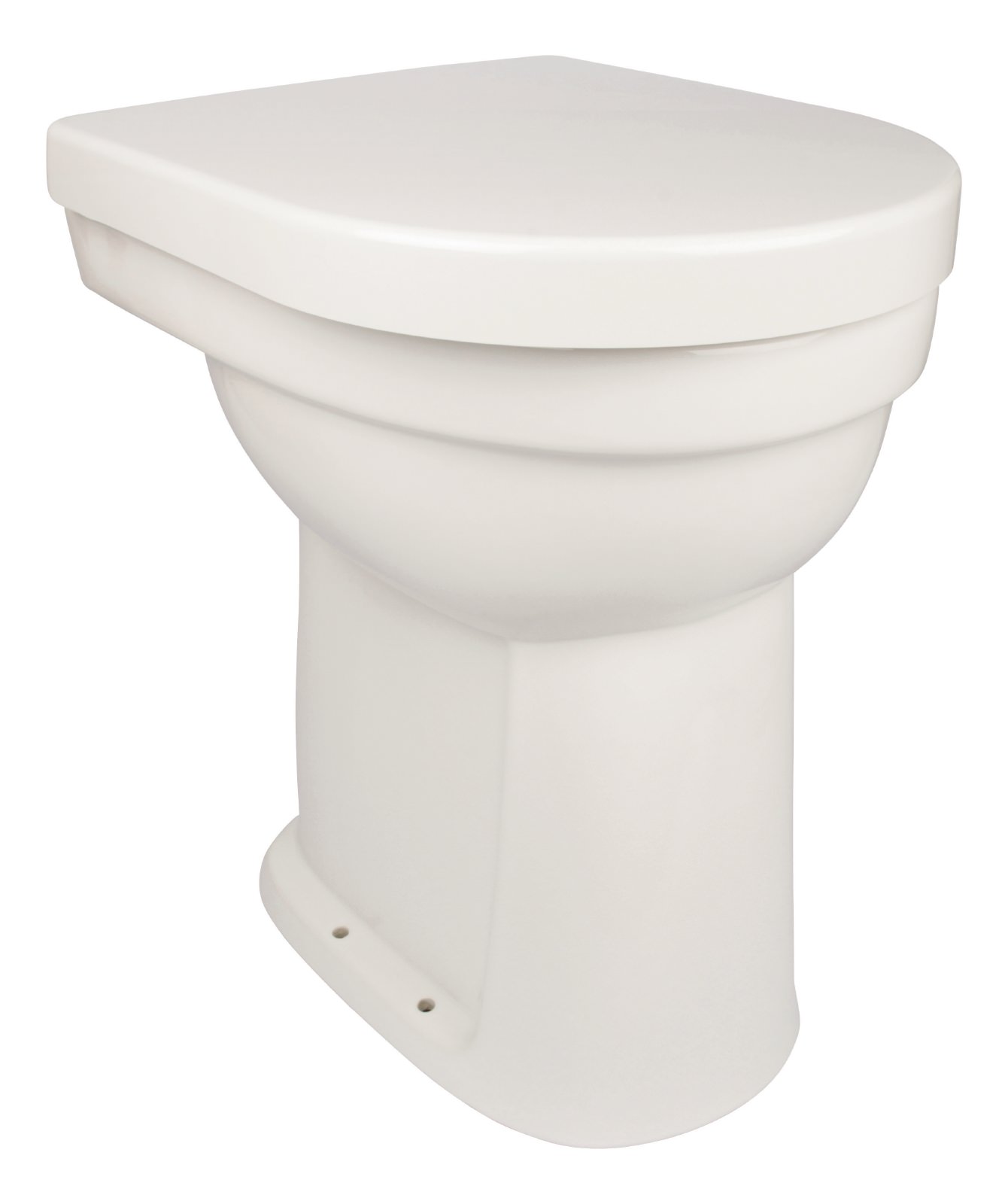 Stand-WC mit 10 cm Erhöhung in Weiß, Flachspüler mit Toilettendeckel