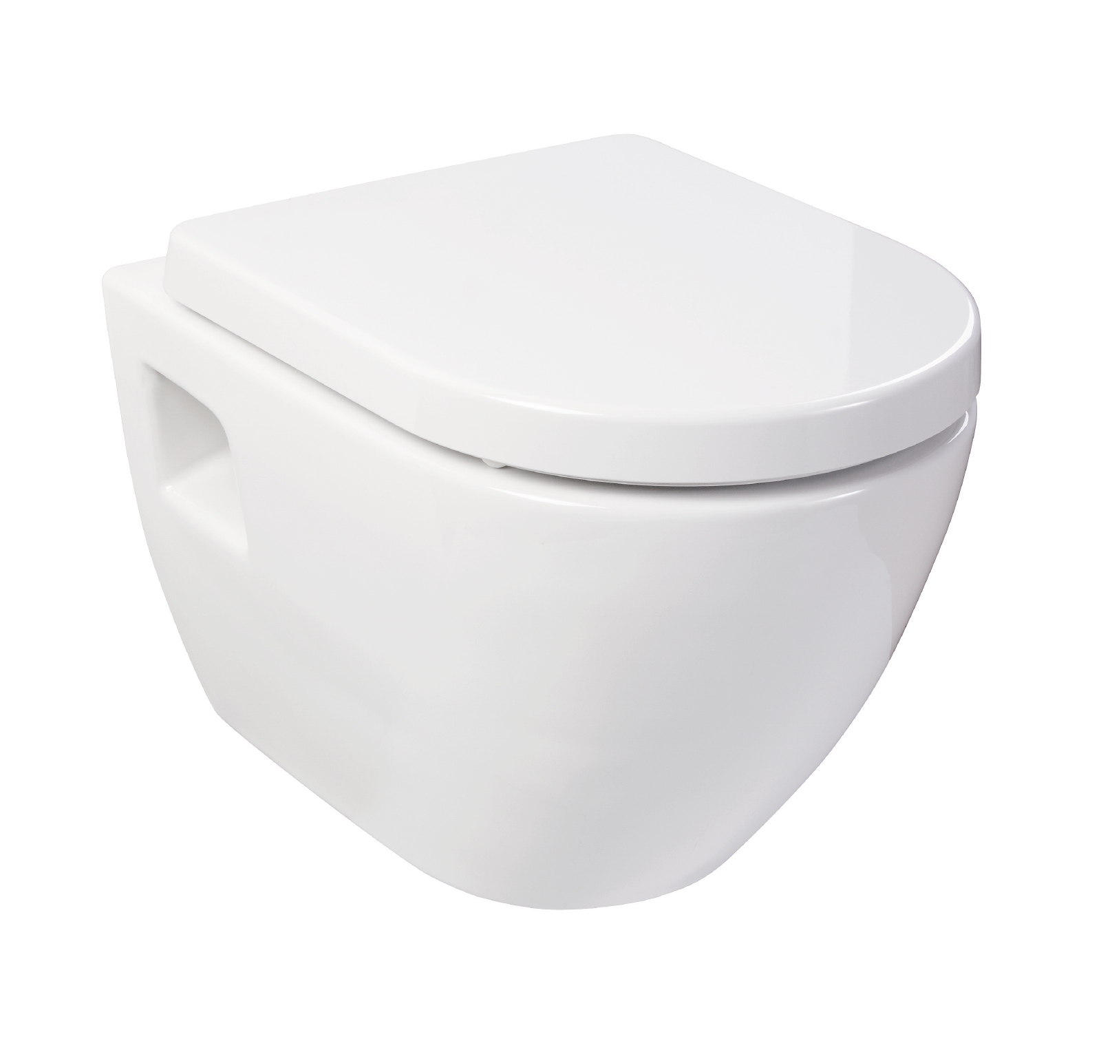 Sanitop-Wingenroth Wand-WC-Set Style, Tiefspüler mit Duroplast WC-Sitz in D-Form, Keramik in Weiß