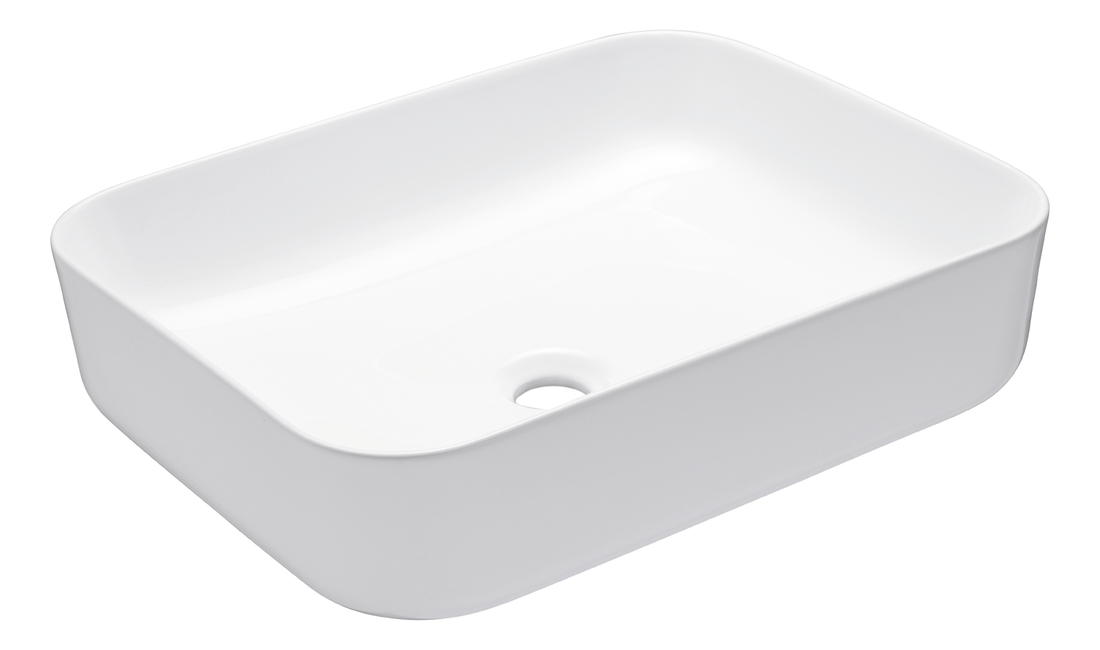 'aquaSu® Aufsatz-Waschtisch Finn 52 x 40 cm mit eckiger Form, aus Sanitärkeramik in Weiß