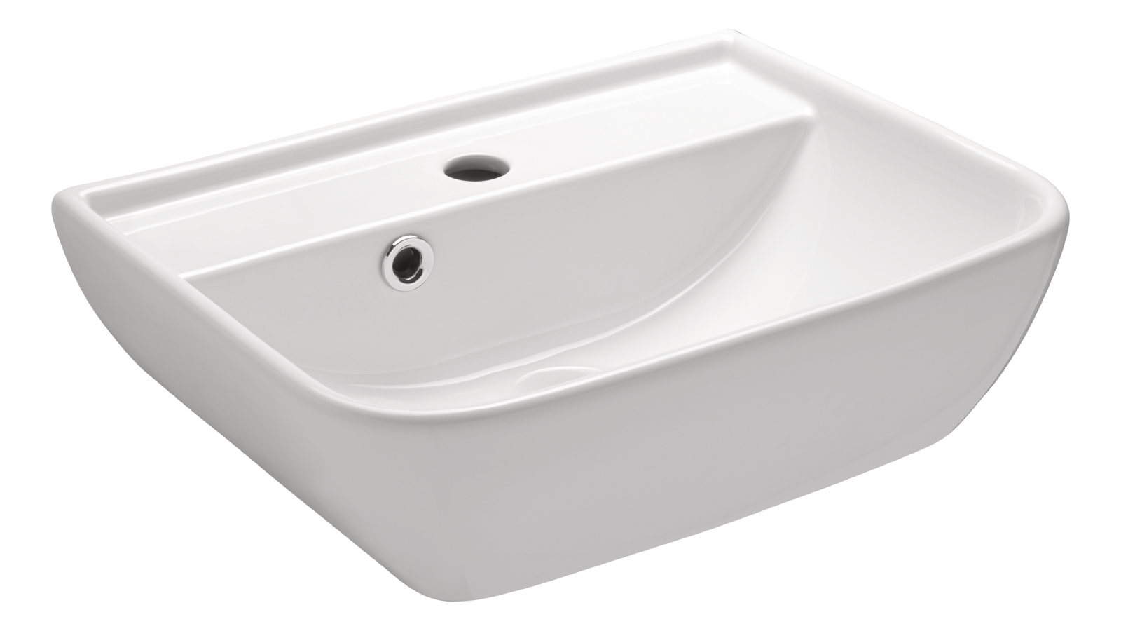 'aquaSu® Hänge-Waschbecken Sion in Weiß, 46 cm, aus Sanitärkeramik mit Hahnloch und Überlauf