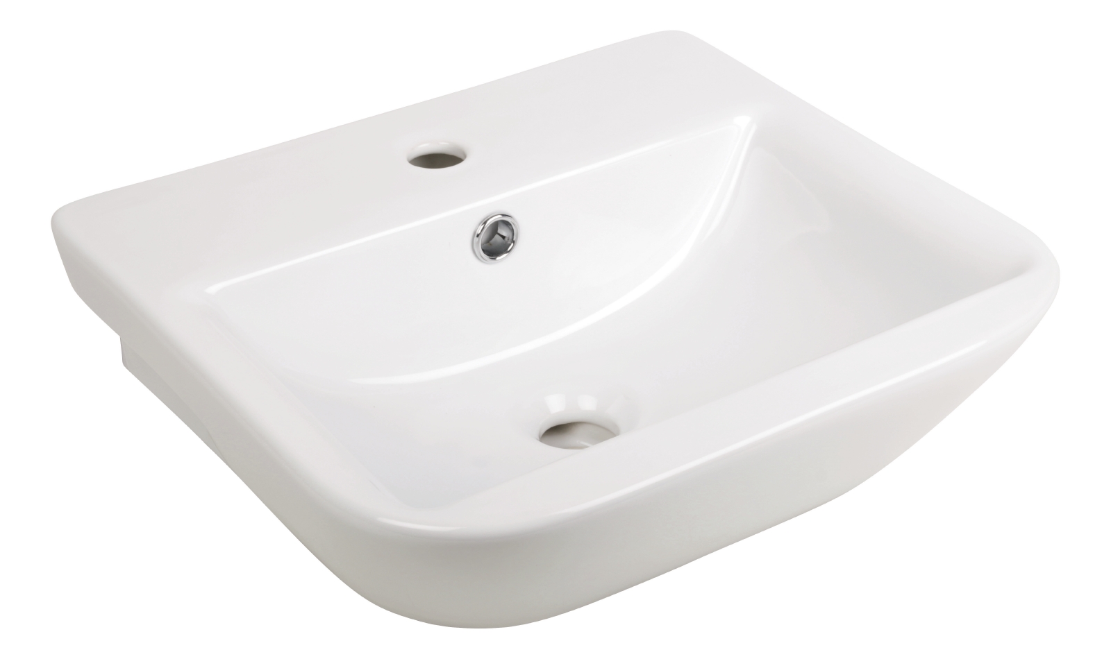 'aquaSu® Handwaschbecken leNado 45 cm, mit Überlauf und Ablagefläche, aus Sanitärkeramik in Weiß